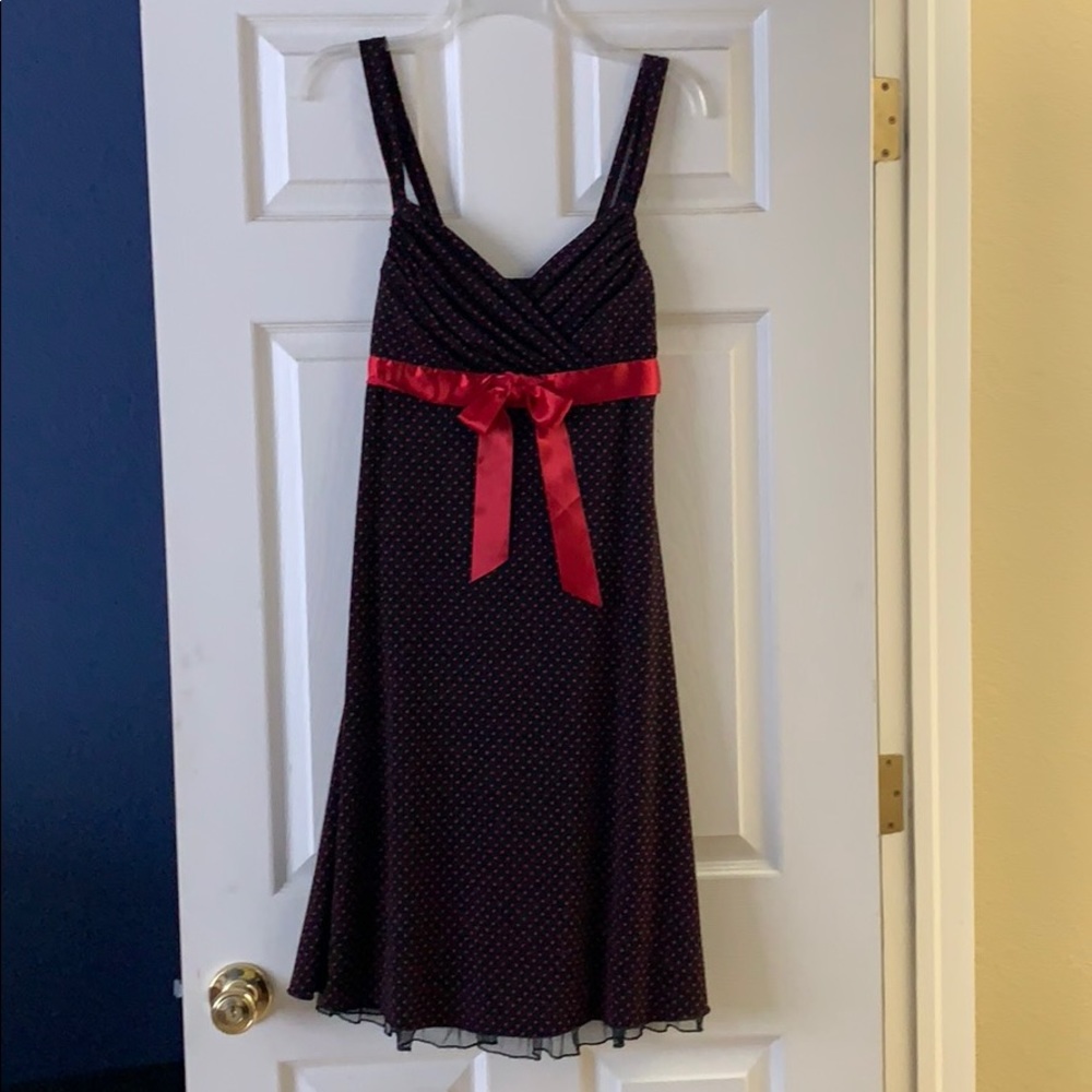Black with red polka dot dress